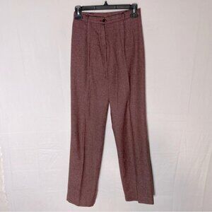 Vintage Burgundy White Micro Houndstooth High Waist Straight Leg Pants 24